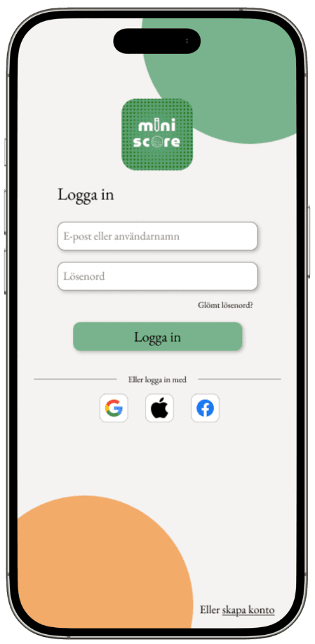 Minigolfapp i iPhone display